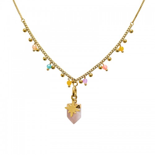 COLLANA CON CHARMS STELLA POLARE E PIETRA FORMA SCUDO - NK21124144E86