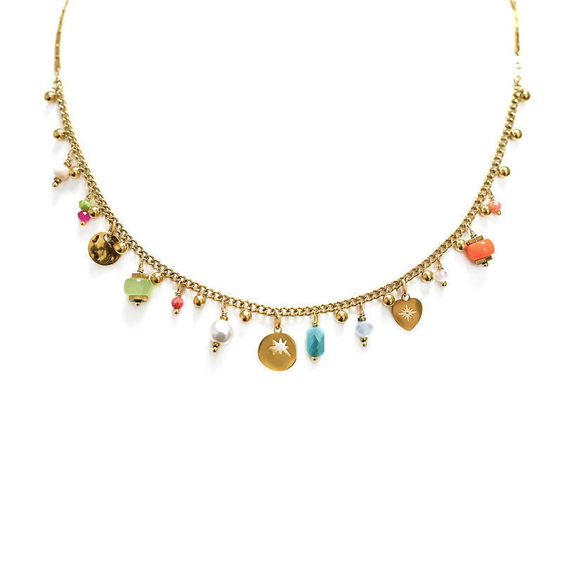 COLLANA CATENA CON SFERE E CHARMS - NK222211344A33