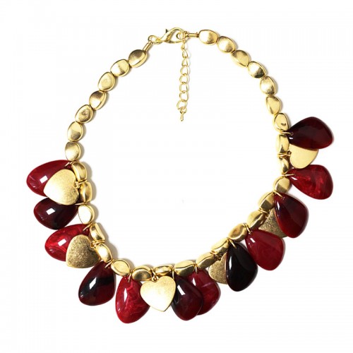 COLLANA PERLINE CON CIONDOLI A CUORE E GOCCIA IRREGOLARE – NY242048B906