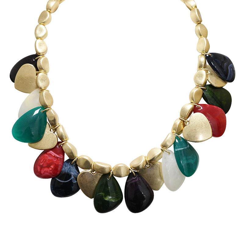 COLLANA PERLINE CON CIONDOLI A CUORE E GOCCIA IRREGOLARE – NY242048B906