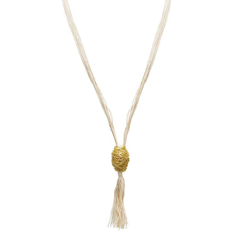 COLLANA LUNGA MULTIFILO IN CORDA CON NODO A NIDO E FRANGE - NY251424C564