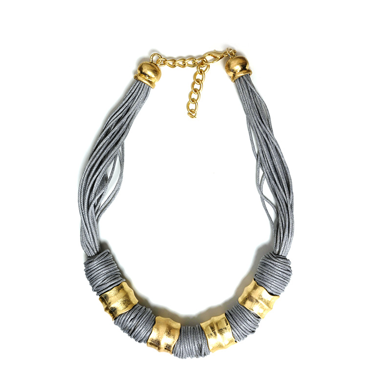 COLLANA MULTIFILO IN CORDA CON DETTAGLI DORATI - NY25180C565