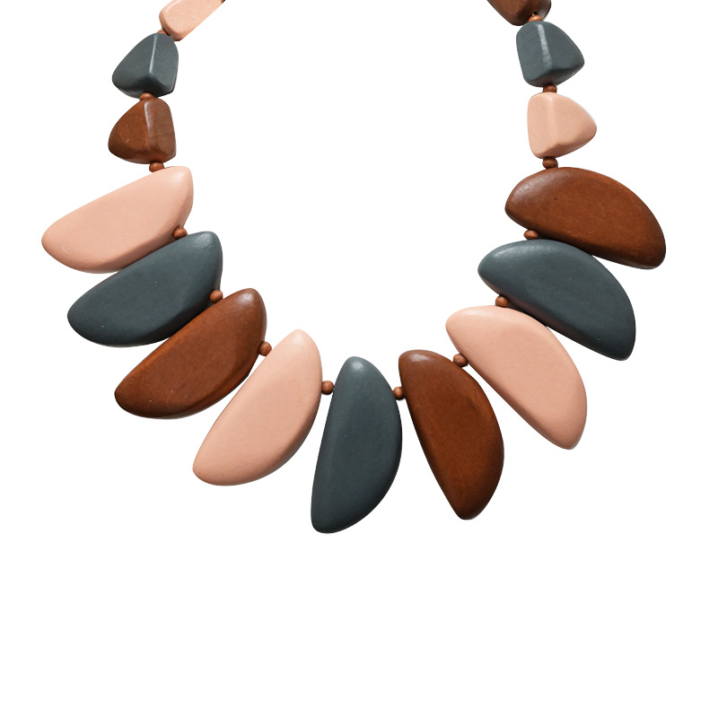 COLLANA GEOMETRICA CHUNKY IN LEGNO - NY251984C556