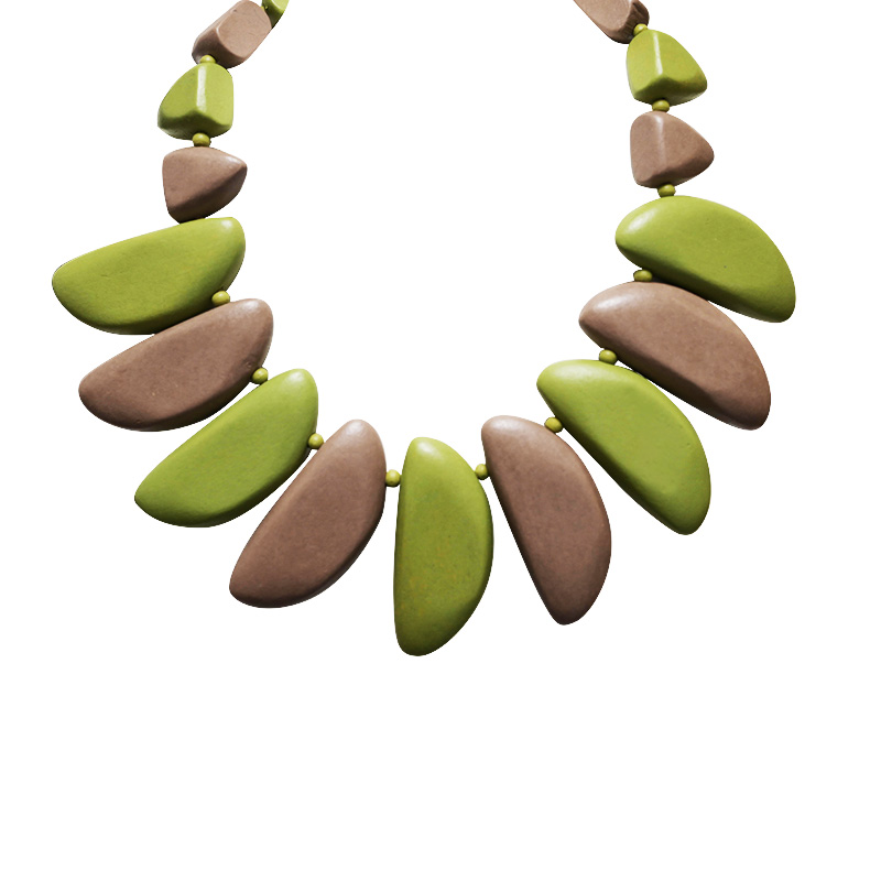 COLLANA GEOMETRICA CHUNKY IN LEGNO - NY251984C556