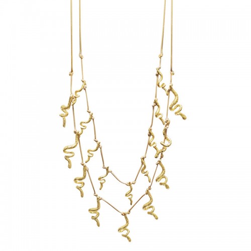 COLLANA LUNGA A DOPPIO FILO IN CORDA CON PENDENTI SERPENTE - NY252144C555