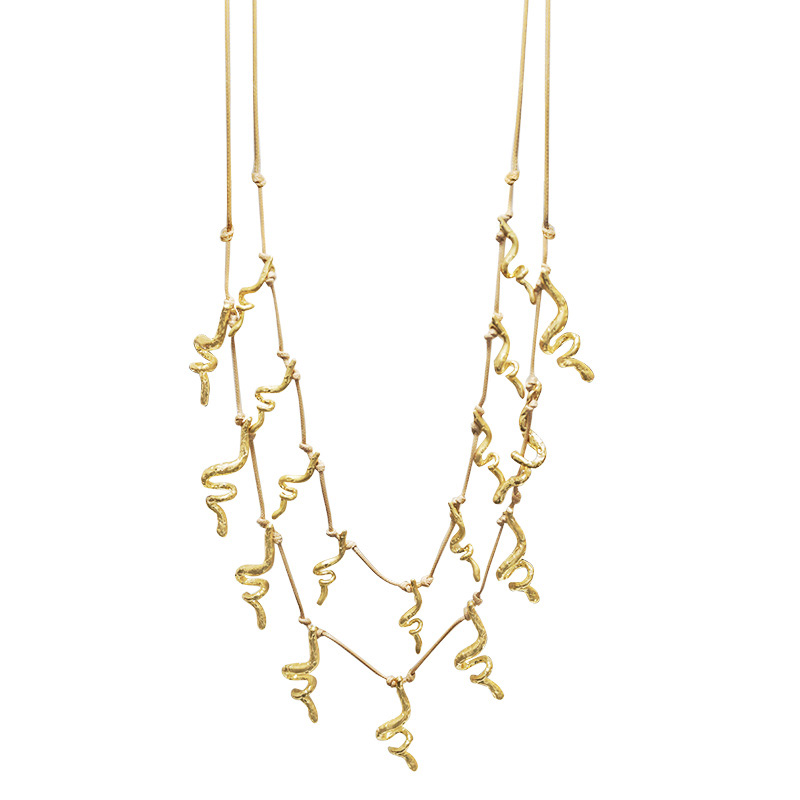 COLLANA LUNGA A DOPPIO FILO IN CORDA CON PENDENTI SERPENTE - NY252144C555
