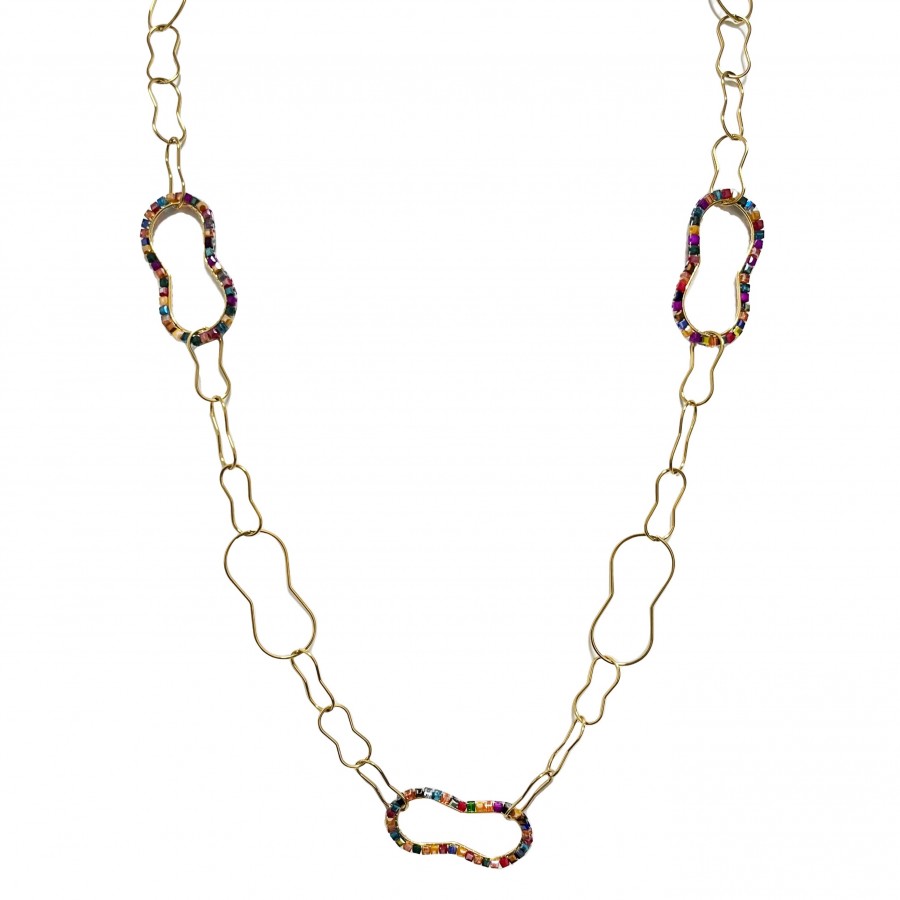 Collana Lunga In Argento 925 Con Cristalli Zirconia Cubica - Catena 137 Cm - STN033-001