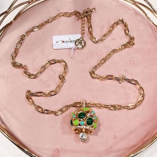 COLLANA CATENA LUNGA CON CAMPANA COLORATA - S10101A