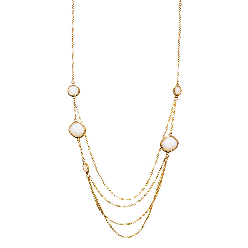 COLLANA LUNGA MULTISTRATO CON PIETRE GEOMETRICHE IN VETRO - S11080A