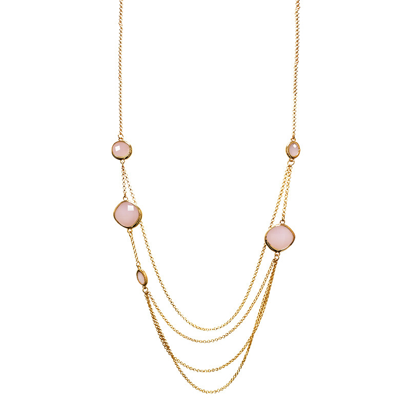 COLLANA LUNGA MULTISTRATO CON PIETRE GEOMETRICHE IN VETRO - S11080A