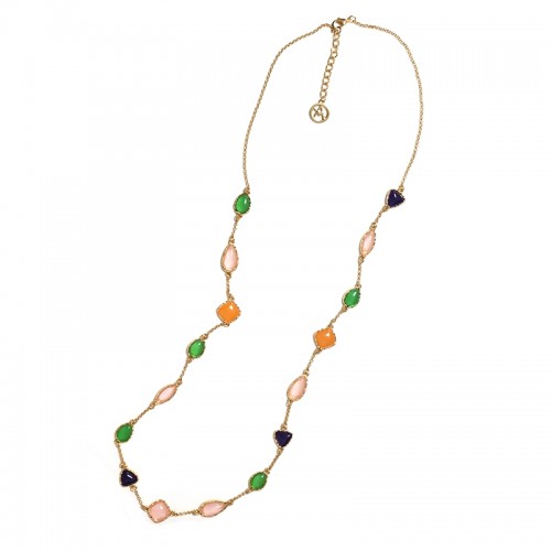 COLLANA LUNGA A CATENA CON RESINA MULTICOLORE - S11222-1A