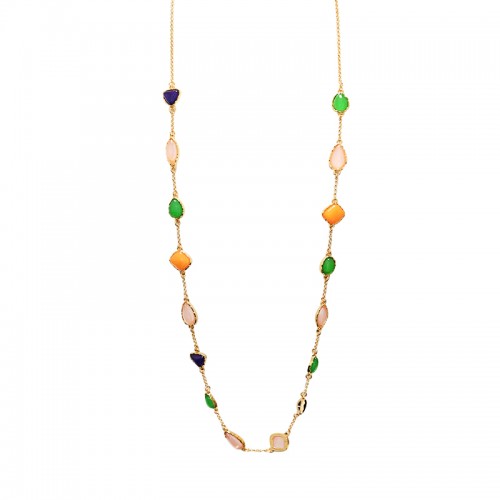 COLLANA LUNGA A CATENA CON RESINA MULTICOLORE - S11222-1A