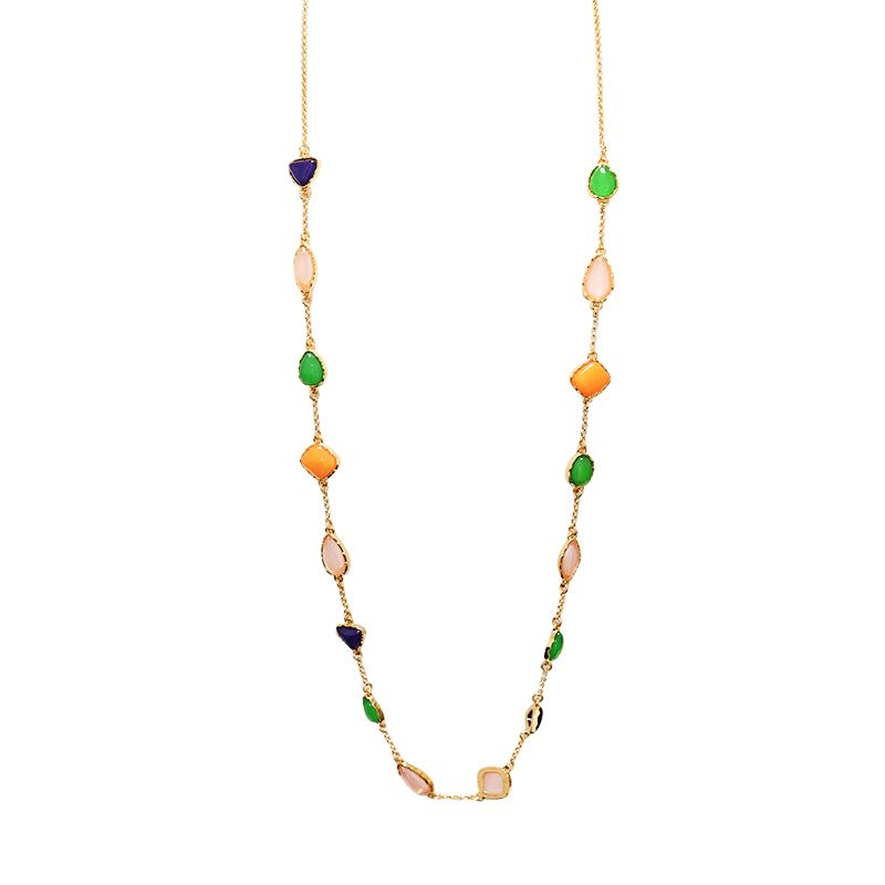 COLLANA LUNGA A CATENA CON RESINA MULTICOLORE - S11222-1A