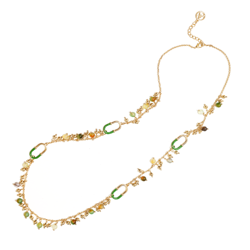 COLLANA LUNGA SMALTATA CON PIETRE E PALLINE - S13762-A