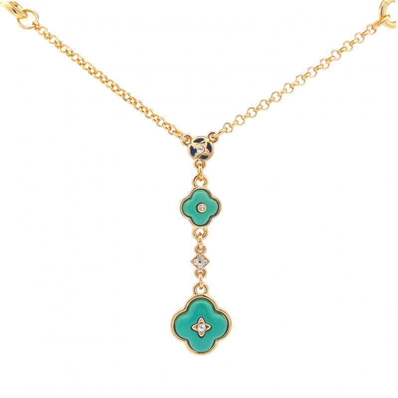 COLLANA DOPPIO FILO QUADRIFOGLIO - S13991A