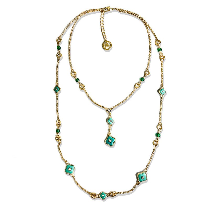 COLLANA DOPPIO FILO QUADRIFOGLIO - S13991A