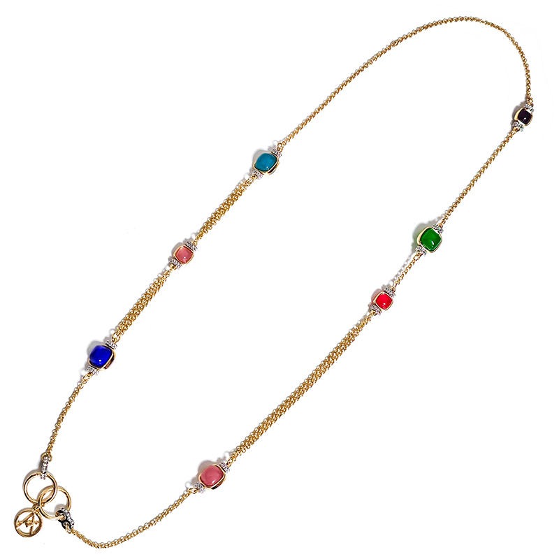 COLLANA LUNGA CON QUADRATI IN RESINA COLORATA - S15676A