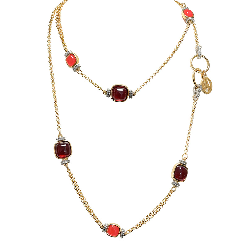 COLLANA LUNGA CON QUADRATI IN RESINA COLORATA - S15676A