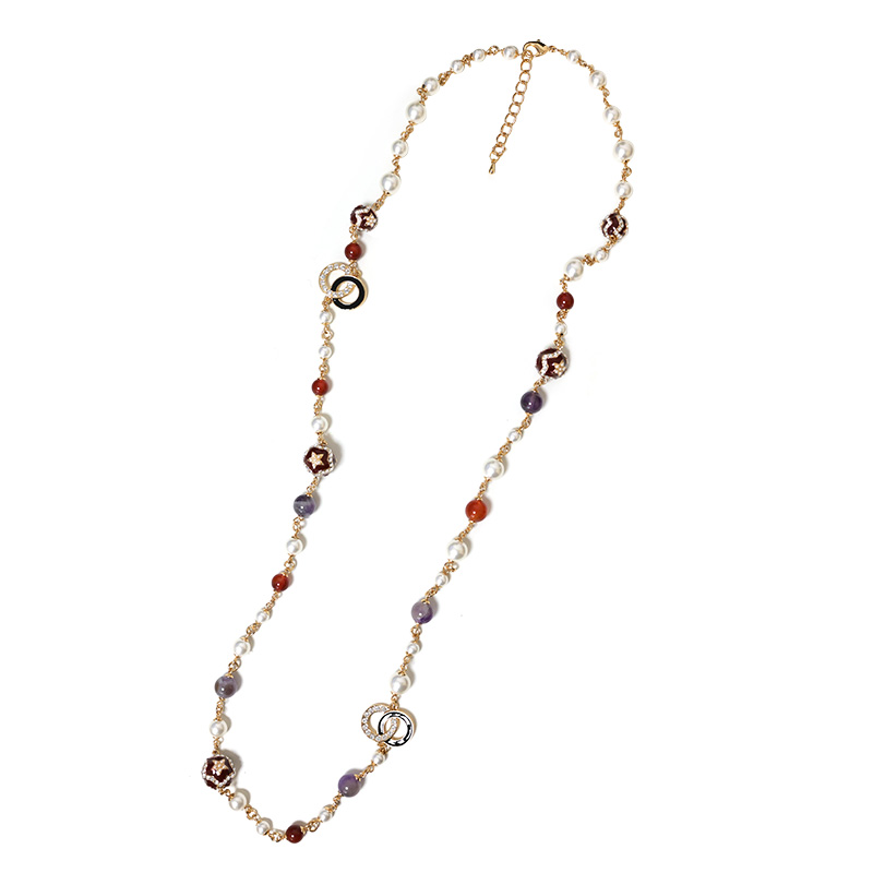 COLLANA LUNGA DI PERLE E PIETRE CON PALLINE STELLA - S160002A
