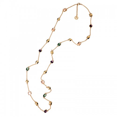 COLLANA LUNGA CON ELEMENTI GEOMETRICI E VETRO COLORATO - S16359A