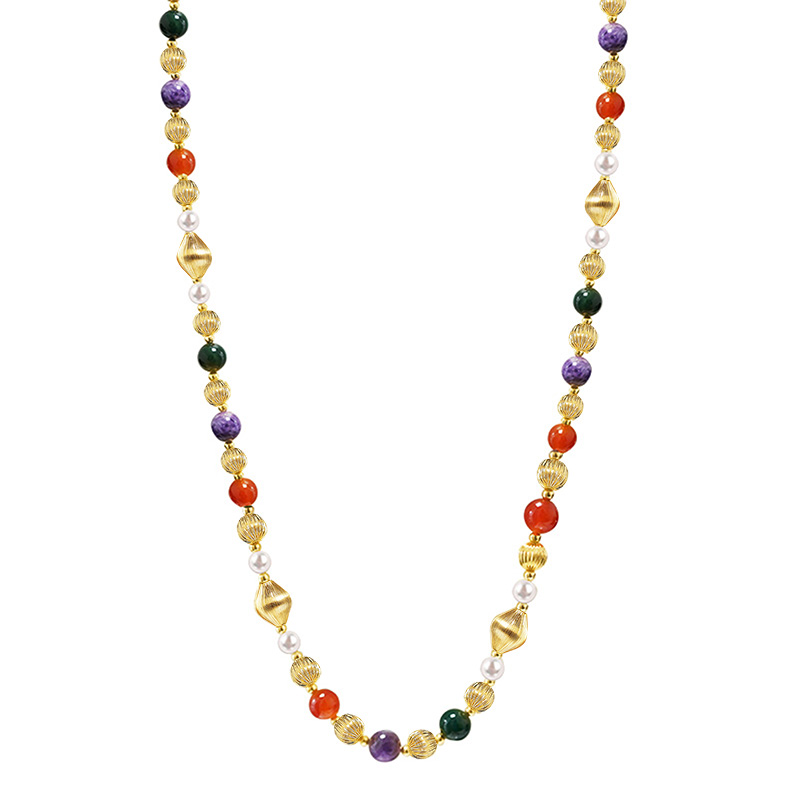 COLLANA LUNGA DI PERLINE IN PIETRA E PERLA - S16361A