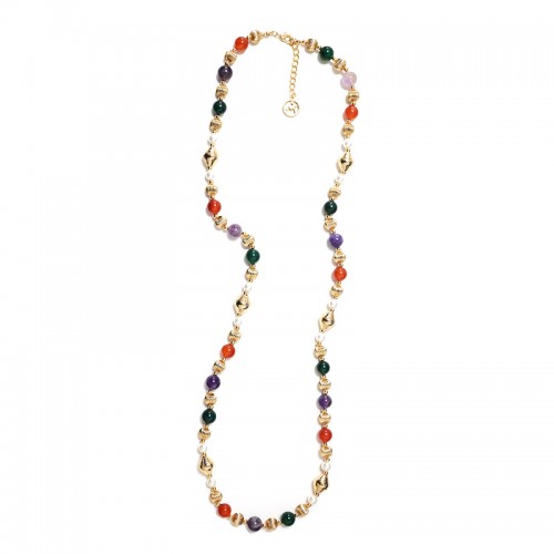 COLLANA LUNGA DI PERLINE IN PIETRA E PERLA - S16361A