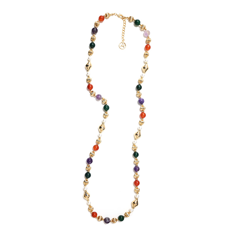 COLLANA LUNGA DI PERLINE IN PIETRA E PERLA - S16361A