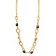 COLLANA LUNGA MULTI-CATENA CON ANELLI MARTELLATI E PIETRE COLORATE - S163632A