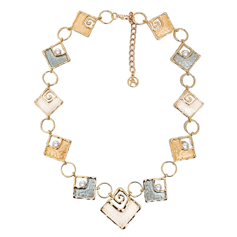 COLLANA QUADRATO SMALTATO CON STRASS  - SW1910281104F9