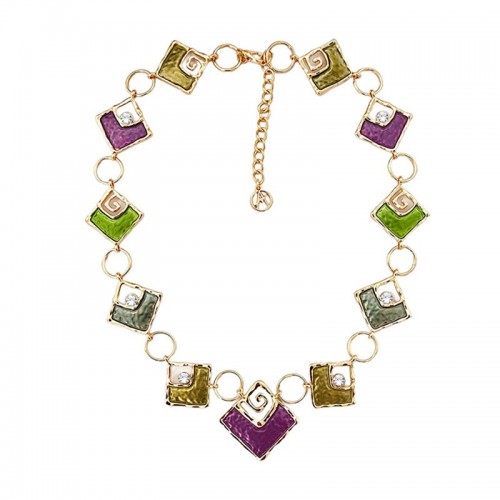 COLLANA QUADRATO SMALTATO CON STRASS  - SW1910281104F9