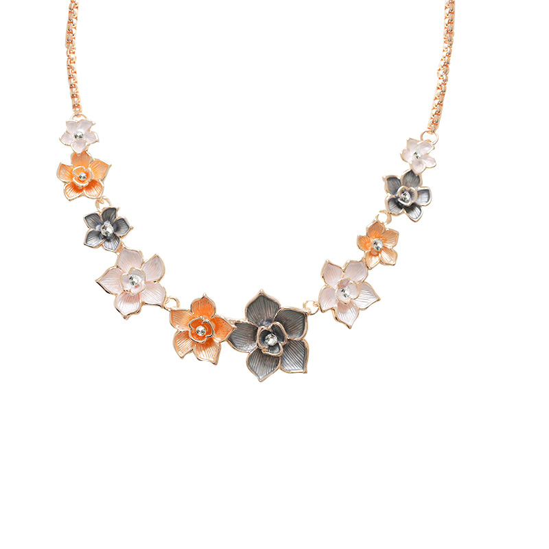 COLLANA CON FIORI SMALTATI E STRASS - SW22341104B63