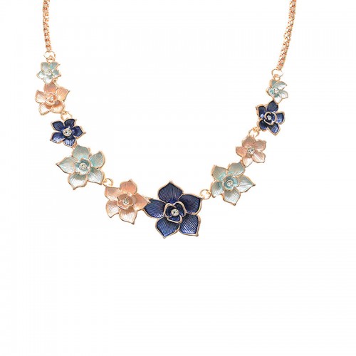 COLLANA CON FIORI SMALTATI E STRASS - SW22341104B63