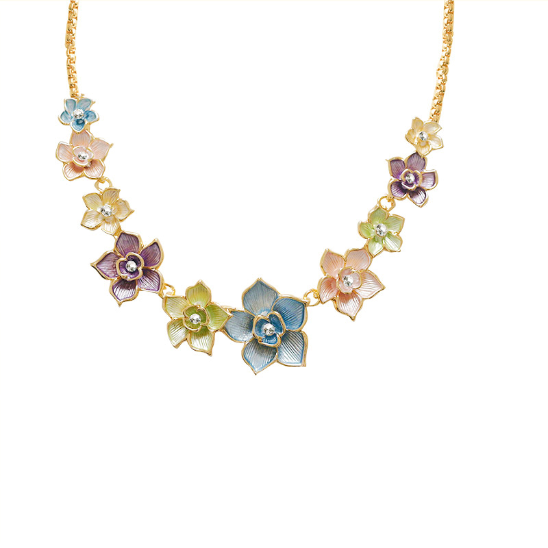 COLLANA CON FIORI SMALTATI E STRASS - SW22341104B63
