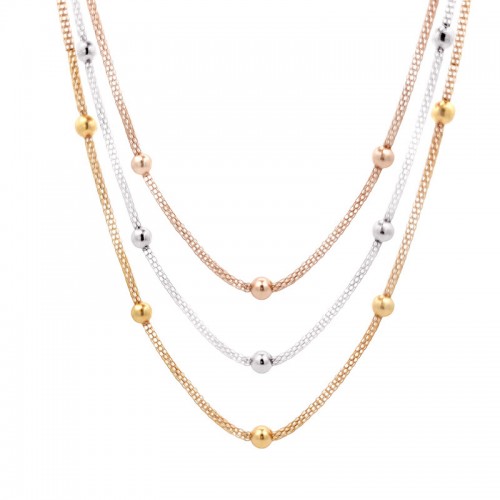 COLLANA LUNGA A TRE FILI CON SFERE - SW23984E941