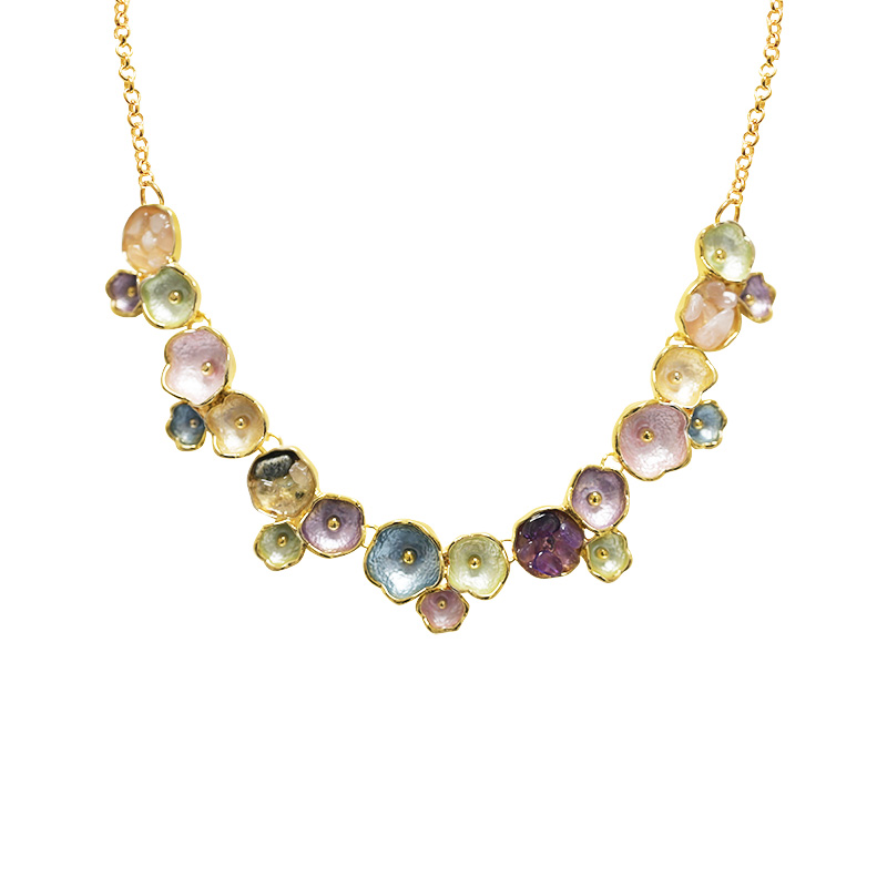 COLLANA FIORI SMALTATI CON PIETRE - SW24100A147