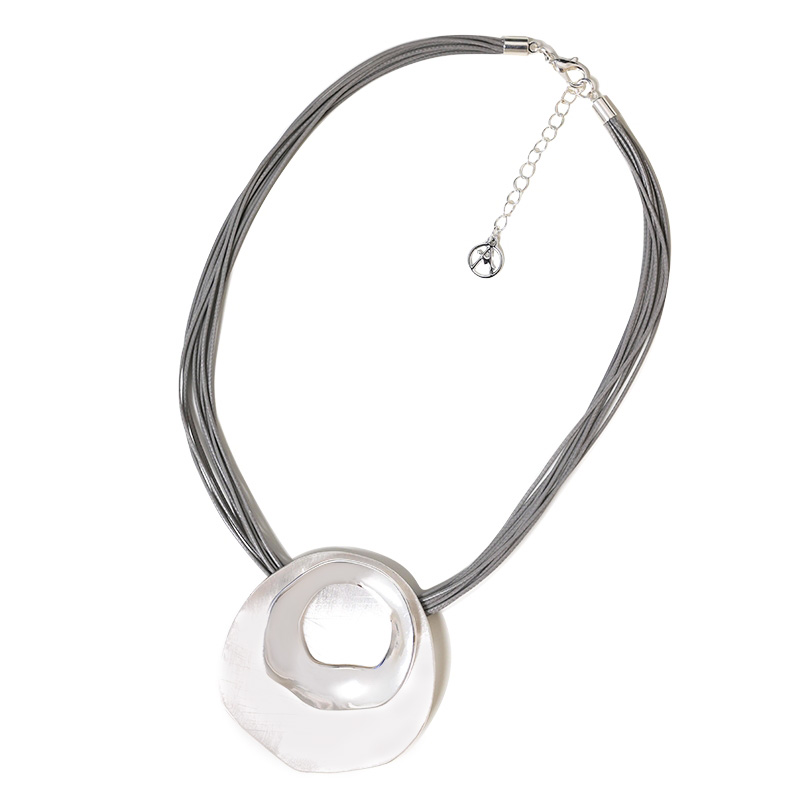 COLLANA MULTIFILO CON PENDENTE TONDO SPAZZOLATO & CERCHIO LUCIDO - SW241024B658 COLLANA MULTIFILO CON PENDENTE TONDO SPAZZOLATO & CERCHIO LUCIDO - SW241024B658