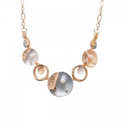 COLLANA CERCHI SMALTATI CON PERLE E STRASS - SW24108A134