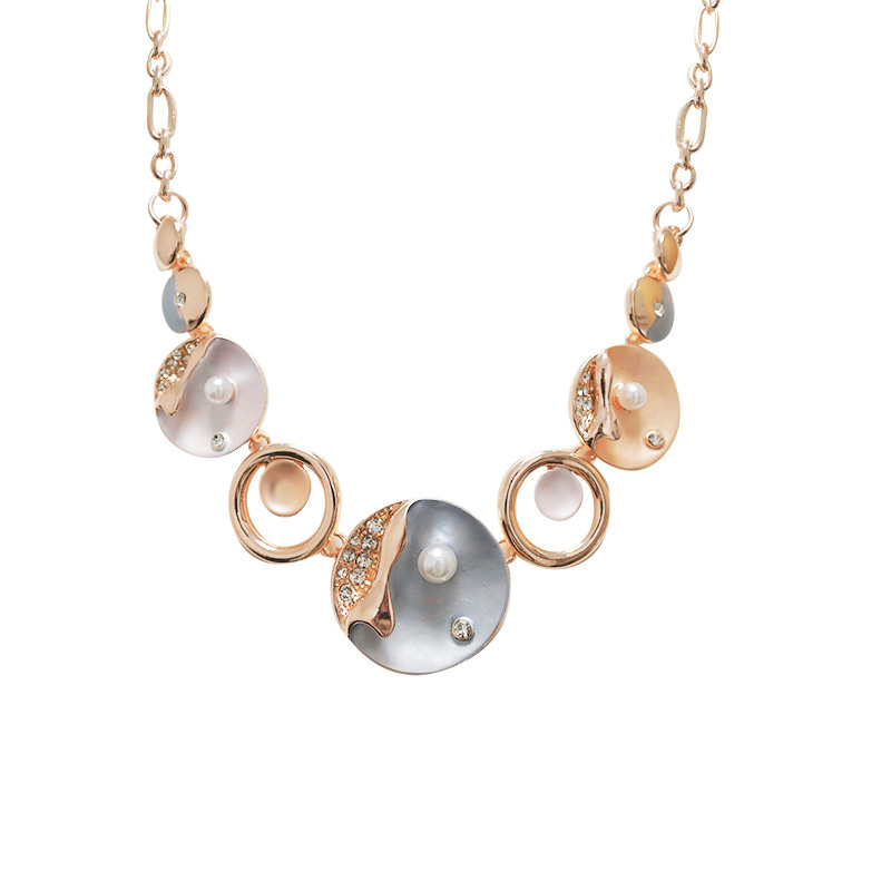COLLANA CERCHI SMALTATI CON PERLE E STRASS - SW24108A134 COLLANA CERCHI SMALTATI CON PERLE E STRASS - SW24108A134