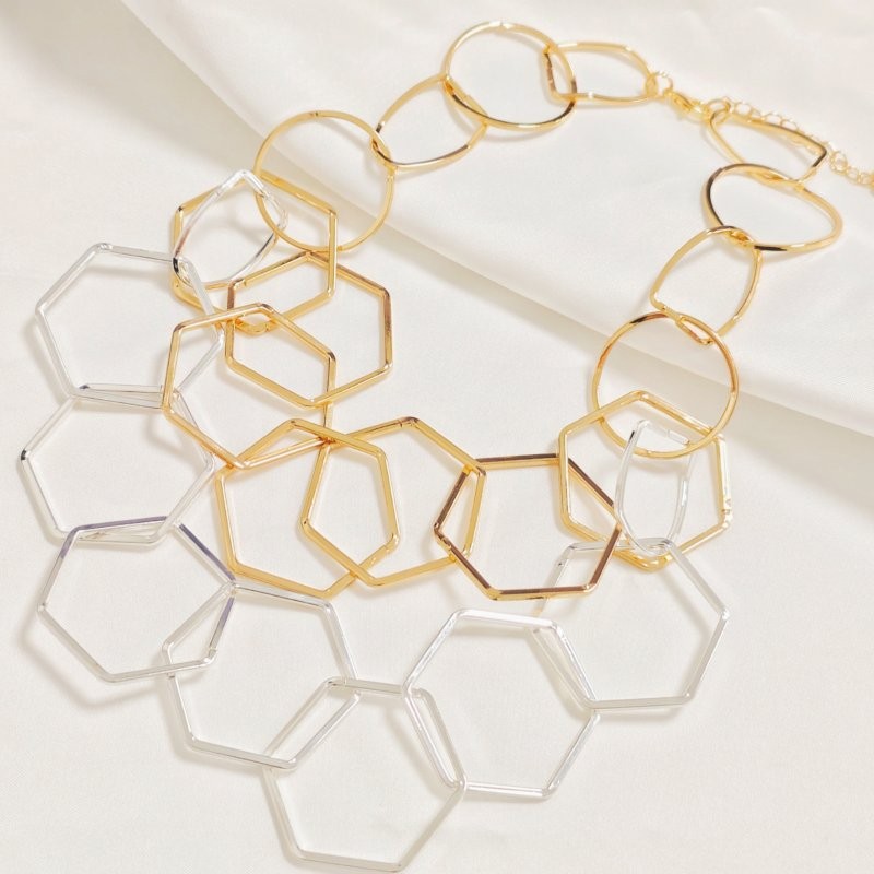 COLLANA A CATENA GEOMETRICA ESAGONALE - SW24108B651 COLLANA A CATENA GEOMETRICA ESAGONALE - SW24108B651