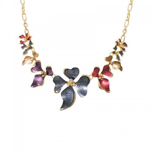 COLLANA FIORI SMALTATI CON STRASS - SW24112B662