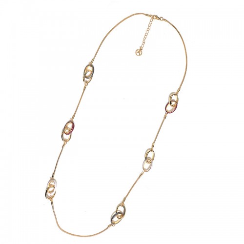 COLLANA LUNGA A CATENA CON ANELLI INTRECCIATI SMALTATI - SW24112B812