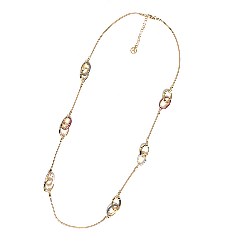 COLLANA LUNGA A CATENA CON ANELLI INTRECCIATI SMALTATI - SW24112B812