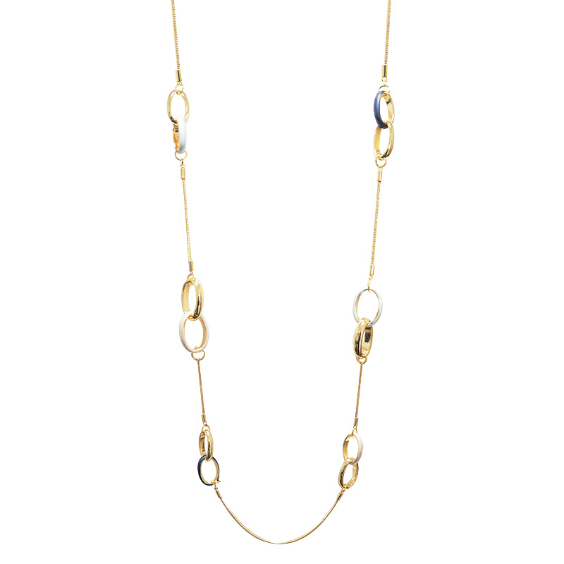 COLLANA LUNGA A CATENA CON ANELLI INTRECCIATI SMALTATI - SW24112B812