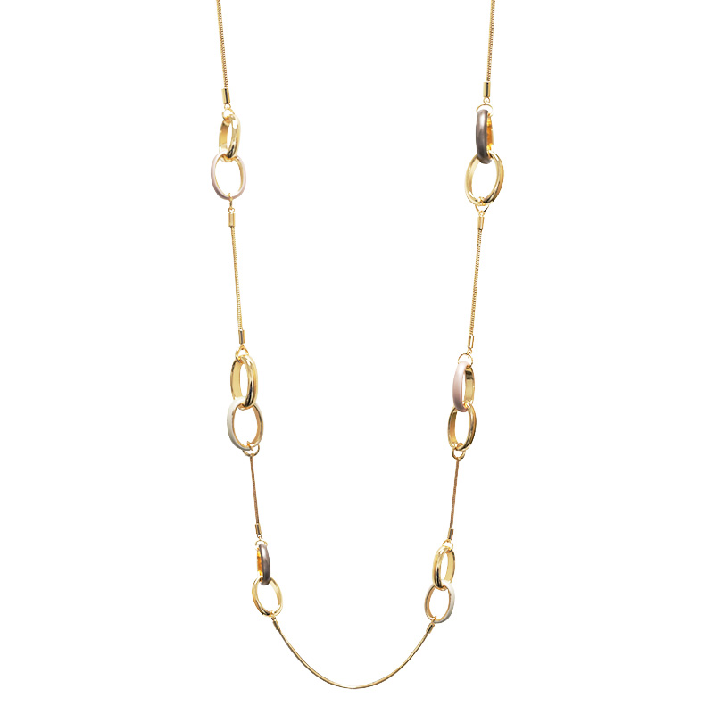 COLLANA LUNGA A CATENA CON ANELLI INTRECCIATI SMALTATI - SW24112B812