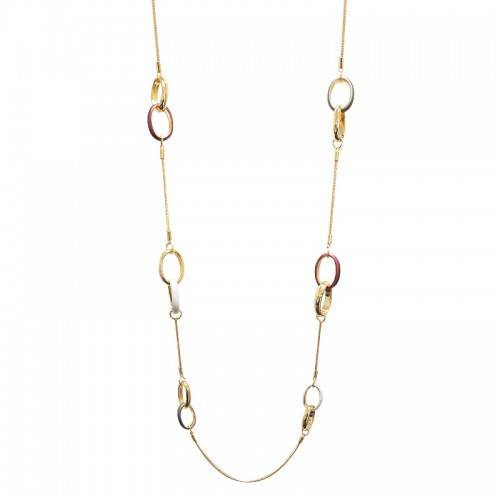 COLLANA LUNGA A CATENA CON ANELLI INTRECCIATI SMALTATI - SW24112B812