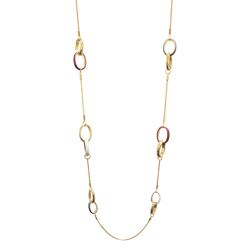 COLLANA LUNGA A CATENA CON ANELLI INTRECCIATI SMALTATI - SW24112B812