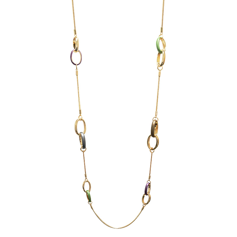 COLLANA LUNGA A CATENA CON ANELLI INTRECCIATI SMALTATI - SW24112B812