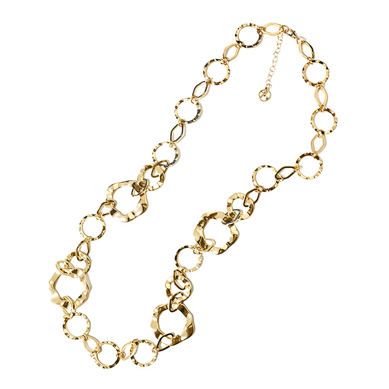 COLLANA LUNGA A CATENA CON CERCHI PIATTI ONDULATI - SW24116A596