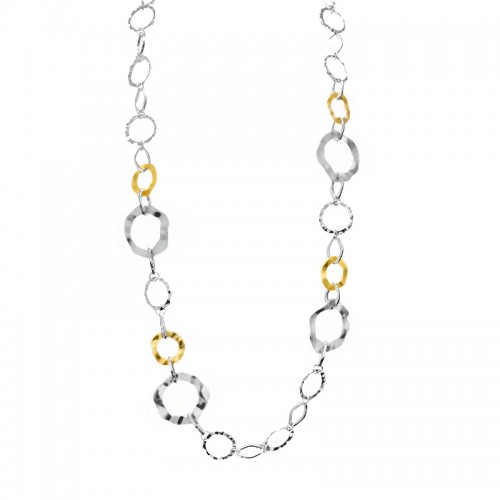 LONG CHAIN ​​NECKLACE WITH WAVY FLAT CIRCLES - SW24116A596