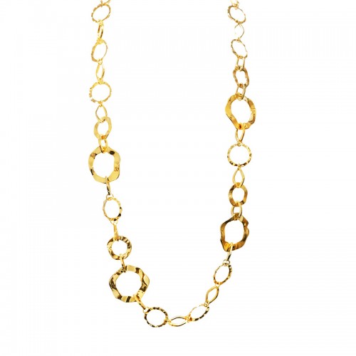 LONG CHAIN ​​NECKLACE WITH WAVY FLAT CIRCLES - SW24116A596